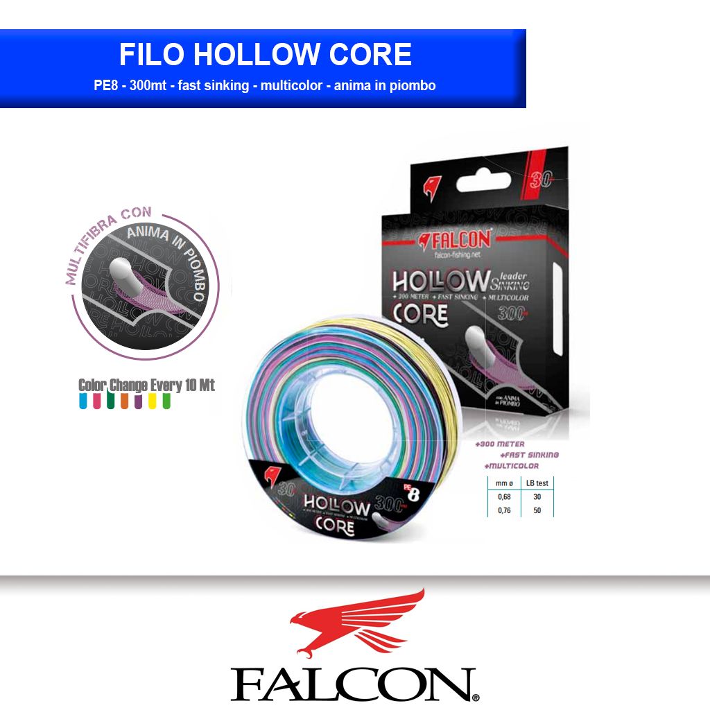 07104-000-7161-jpg FALCON HOLLOW CORE DACRON PIOMBATO 300 MT 60 LBS - immagine 1